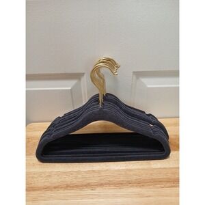 Gray Velvet Non Slip Hangers Kids Infant Toddlers Set Of 14 Gold Metal Hangers